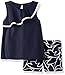 Nautica Girls' Sleeveless Knit Top with Leaf Print Woven Short Set