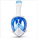 Full Face Snorkel Mask 180° Panoramic View For Adults And Kids. Perfect Vacation Snorkeling Set With XL Snorkel For Easy Breath. Anti Fog And Anti Leak Design And Larger Viewing Area. Lagoon Blue S/M