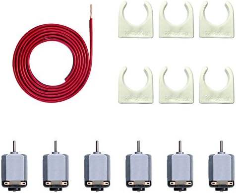 Topoox 6 Pcs DC Motor Mini Electric Motor 1.5-3V 15000RPM with Motor Mounting Bracket Holder with 1.2M Copper Wire for Science Projects, Mini Fan