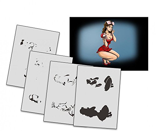 UMR-Design AS-224 Pinup Airbrushstencil Step by Step Size M