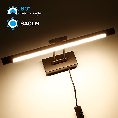 LEONLITE LED Picture Light, Full Metal Artwork Lamp with Swivel Lamp Head, Versatile Plug-n-Play & Hardwire, 3000K Warm White, 8W (50W Equivalent), 640Lm, Black - Thumbnail 5
