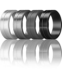 ThunderFit - Anillos de silicona para hombre, 7 anillos, 4 anillos, 1 anillo, bordes biselados de goma