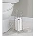 mDesign Decorative Free Standing Toilet Paper Holder Stand with Storage for 3 Rolls of Toilet Tissue - for Bathroom/Powder Room - Holds Mega Rolls - Durable Metal Wire Design - Silver