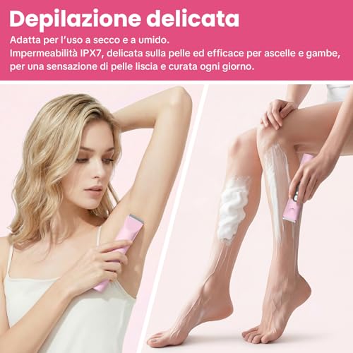 Women's 2 in 1 Electric Shaver, Dual Head with Type-C Charging, IPX7 Waterproof, Women's Body Shaver for Legs, Armpits and Bikini Area, Wet and Dry Use | 2 in 1 Women's Shaver with Dual Head, IPX7 Waterproof and USB Charging, for Bikini Area, Armpits, Legs and Body