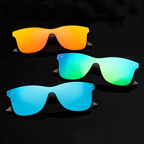 Rimless Mirrored Lens One Piece Sunglasses UV400 Protection for Women Men (red+blue+green) - Thumbnail 2