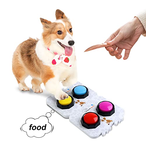 KiViRap Set of 4 Colors Dog Buttons for Communication with 2 Mats