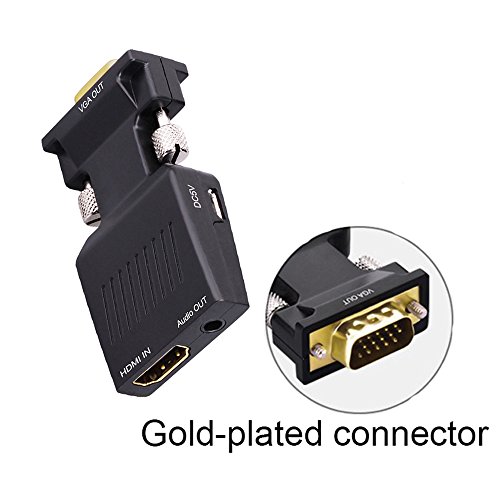 YYGJ HDMI Female to VGA Male Adapter,HDMI to VGA Converter 1080P with 3.5mm Audio Output Port Portable HDMI Connector for Laptop PC HDTV Projectors and Other HDMI Input Devices Black (HDMI to VGA)