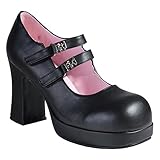 3 1/2 Inch Women's Sexy High Heel Mary Jane Dress Shoe Chunky Heel Black