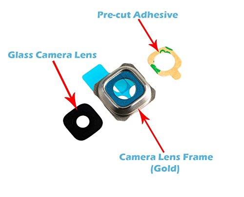 OmniRepairs-Rear Facing Glass Camera Lens Frame Assembly Replacement For Samsung Galaxy Note 5 SM-N920 with Pre-installed Adhesive and Repair Toolkit (Gold)