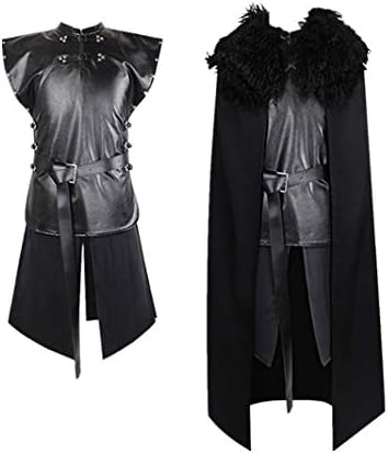 Men Stage Performance Costume Novelty Funny Gothic Cloak Set Middle Ages Robe Cloak Tops with Belt Skirt Set Cosplay Festival Holiday Party Clothes