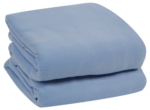 LUXURIA Micro Plush TWIN Fleece Blanket, LIGHT BLUE - Thumbnail 4