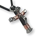 5 Nail Horseshoe Nail Cross Necklace - You Pick Colors! (Black & Copper Cross Necklace)