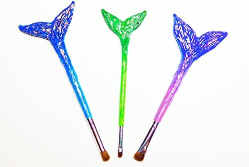 Mermaid Makeup 3 Piece Brush Set -Eyeshadow Brush- Blending Brush- Lip Brush- Makeup Brush Kit- Synthetic Makeup Brushes