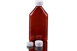 BIORX LABORATORIES Pharmacy Oval Bottle Amber 12 oz with CR Caps Included (Qty. 6) - Prescription Pharmacy Bottle, Pharmacy Container, Prescription Plastic Container by Sponix