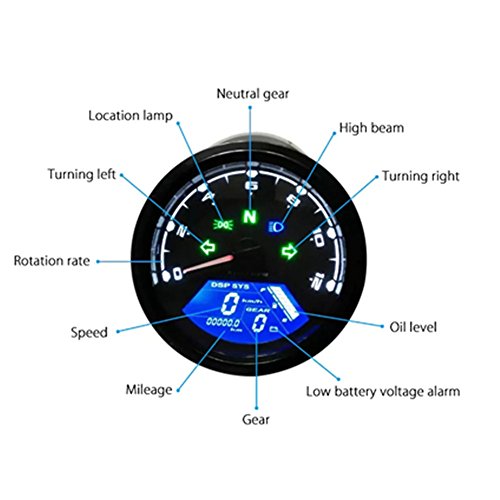 Sammid Multi-Functional Motorcycle Odometer,12V Dual Speed Meter with Backlit LED Indicator Waterproof Motorcycle Speedometer Odometer Gauge Digital Instrument - Thumbnail 4