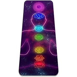 TIZORAX Human System Of Chakras Yoga Mat Non Slip Fitness Exercise Mat Workout Mat for Yoga Pilates and Floor Exercises, 72″ L x 24″ W