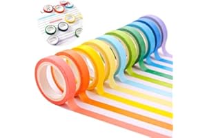 COAUXOG 10 Rolls of Color Transparent Tapes,Color Marking Sticker Removable Tags Rainbow Color Handbook Labels,16 Feet Per Roll for Student Teacher Reading,Class Notes,Office Study Supplies