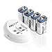 EBL 4-Pack 9V Batteries Li-ion 9 Volt Rechargeable Batteries with 840 9V Battery Charger primary
