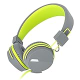 Kanen I39 Headphones On ear Foldable Noise Isolating Headsets with Mic and Remote for Kids Adults （Green）