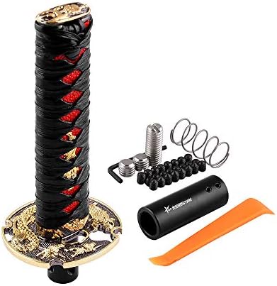 RYANSTAR Samurai Sword Automatic Shift Knob Universal Compatible with Lock/Button Automatic Transmission，Cool Katana Gear Shifter Metal Weighted Black&Red: Home Improvement