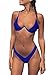 PiePieBuy Top Fashion Sexy Tie Side Pantie Triangle Thong Push Up Bikini Bandeau Swimsuit African Dashiki ((L, Blue)