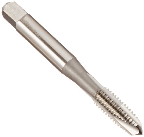 YG-1 L7 Series Vanadium Alloy HSS Spiral Pointed Tap, Uncoated (Bright) Finish, Round Shank with Square End, Plug Chamfer, M8-1.25 Thread Size, D5 Tolerance