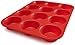 BakeMaster Silicone Muffin Pan Silicone Cupcake Pan 100% Food Grade Silicone Quiche Pan BPA free Non stick Red Silicone Cupcake Maker Lightweight Cupcake Mold Microwave and Dishwasher Safe