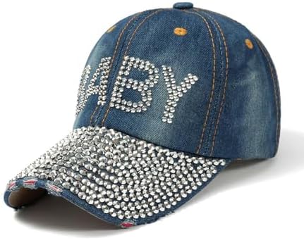 New York Bling Hat for Women, Dazzling Rhinestone Baseball Cap