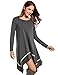Meaneor Shirt Dress for Women, Womens Long Sleeve Casual Irregular Hem Loose Tunic Shirt Dress-Valentine's Days Gift for Her(Dark Grey,S)