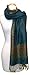 Peach Couture Women's Ravishing Reversible Jacquard Paisley Shawl Wrap Pashmina Blue Gold