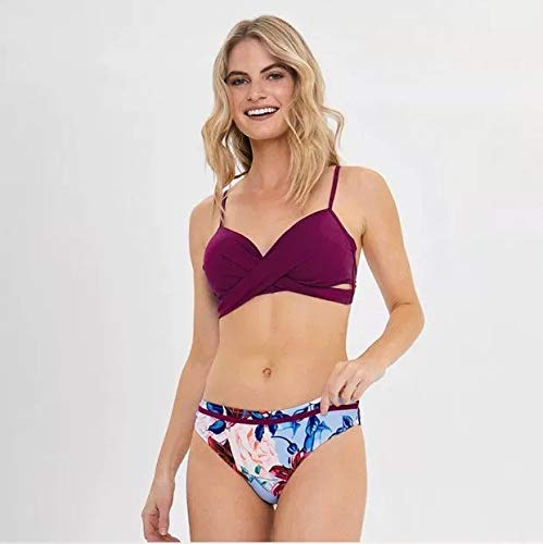 Y&R Direct Womens Swimsuits Two Piece Sexy Bathing Suits Push Up Bikini Wrap Top Floral Bottom Dark Violet