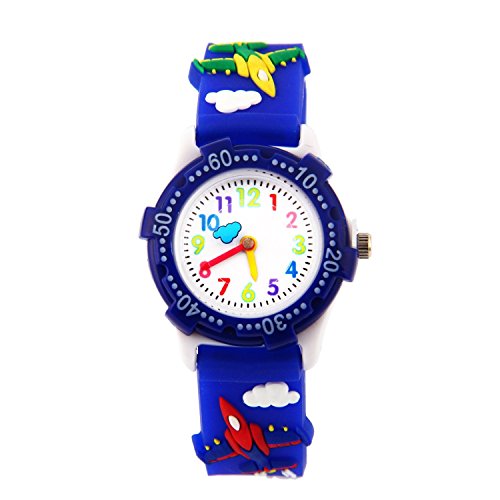 Kids Cute Watch , AIJUN 30M Waterproof 3D Cute Cartoon Watches with Rubber Band Silicone Children Wristwatches for Little Boys Girls Gifts (Blue Fighter)