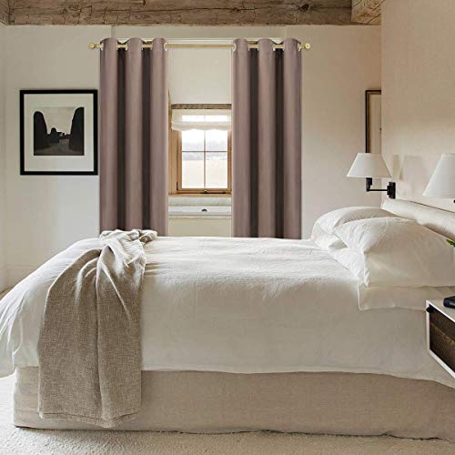 Diraysid Cappuccino Grommet Blackout Curtains for Bedroom Thermal Insulated Room Darkening Curtains Drapes, W42 x L63, 2 Panels