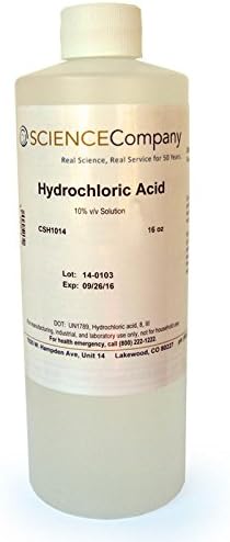The Science Company, G-1603, Hydrochloric Acid, 10% v/v, 16oz