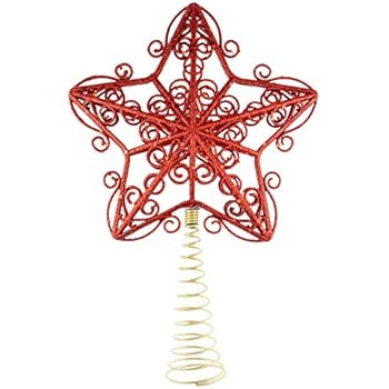 Clever Creations Red Star Christmas Tree Topper - Festive Christmas Decor - Sparkling Shatter Resistant Plastic - 8 inch Tall - Perfect for Any Size Christmas Tree
