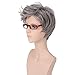 FESHFEN Pixie Cut Wigs Synthetic Short Pixie Haircut Wig with Bangs Gray Wig Harajuku Gradient Daily Granny Grey Stylish Cosplay Wig Short Bob Hair Wig For Women