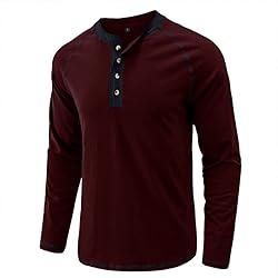 Men's Fashion Henley Shirts Classic Short/Long