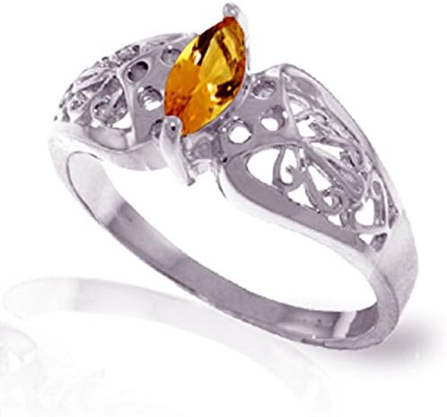 ALARRI 0.2 Carat 14K Solid White Gold From Same Vantage Citrine Ring With Ring Size 10