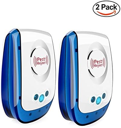 Pest Repeller Ultrasonic Control Electronic Plug In Noiseless Non-toxic Safe and Friendly for Mosquito Insects Roaches Flies Ants etc. (2 Pack)