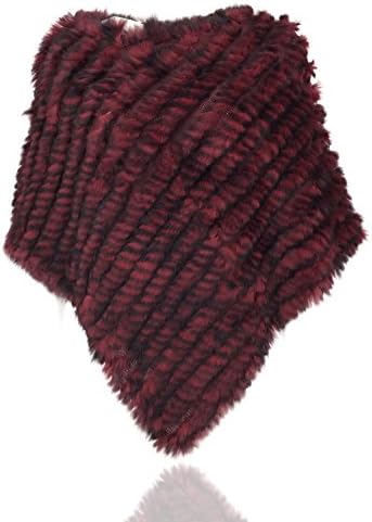 Uilor Women's Natural Rabbit Fur Knitted Shawl Length 73CM