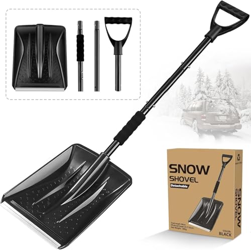 Snow Shovel for Car & Driveway, Upgraded 42.5" Lightweight Aluminum Alloy Shovel,