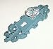 Dist By Classyjacs - Heavy Cast Iron - Colonial Rustic - Decorative Key Hole Door Lock Plate - Add On Wall Decorations or Hook - (Distressed Teal Blue Finish Color Finish - Old Vintage Design)