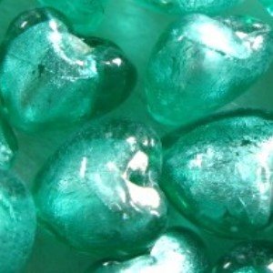 10 Stück 12 mm Silber Folie Herz Glasperlen – Türkis – A4110