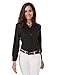 Atnlewhi Women Basic Long Sleeve Button Down Shirts Simple Pullover, Black, M