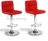 2 x PU Leather Hydraulic Lift Adjustable Counter Bar Stool Dining Chair Red -Pack of 2 (150) Made By jersey seating®