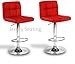 2 x PU Leather Hydraulic Lift Adjustable Counter Bar Stool Dining Chair Red -Pack of 2 (150) Made By jersey seating®