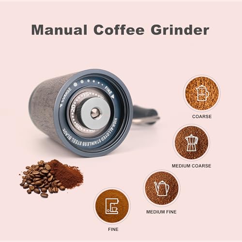 Manual Coffee Bean Grinder, Small Professional Coffee Grinder with 90 Adjustable Settings, Upgraded 10 Star Grinder for French Press, Pour
