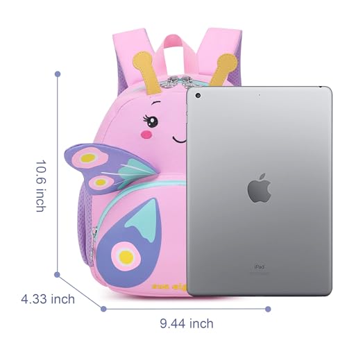Toddler Backpacks for Girls, 3D Butterfly Kids Backpack, Cute Animal Cartoon Mini Travel Bag, Waterproof Children Preschool Backpack with Personalized Design, Birthday Gifts for Girls 1-4 Years