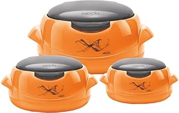 Milton Microwow One Touch Casserole Jr Set, 500 ml, 3- PCs, Orange