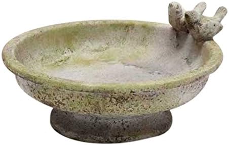 OrlandiStatuary FS8301 Finch Bird Bath Sculpture, 6", White Moss Finish